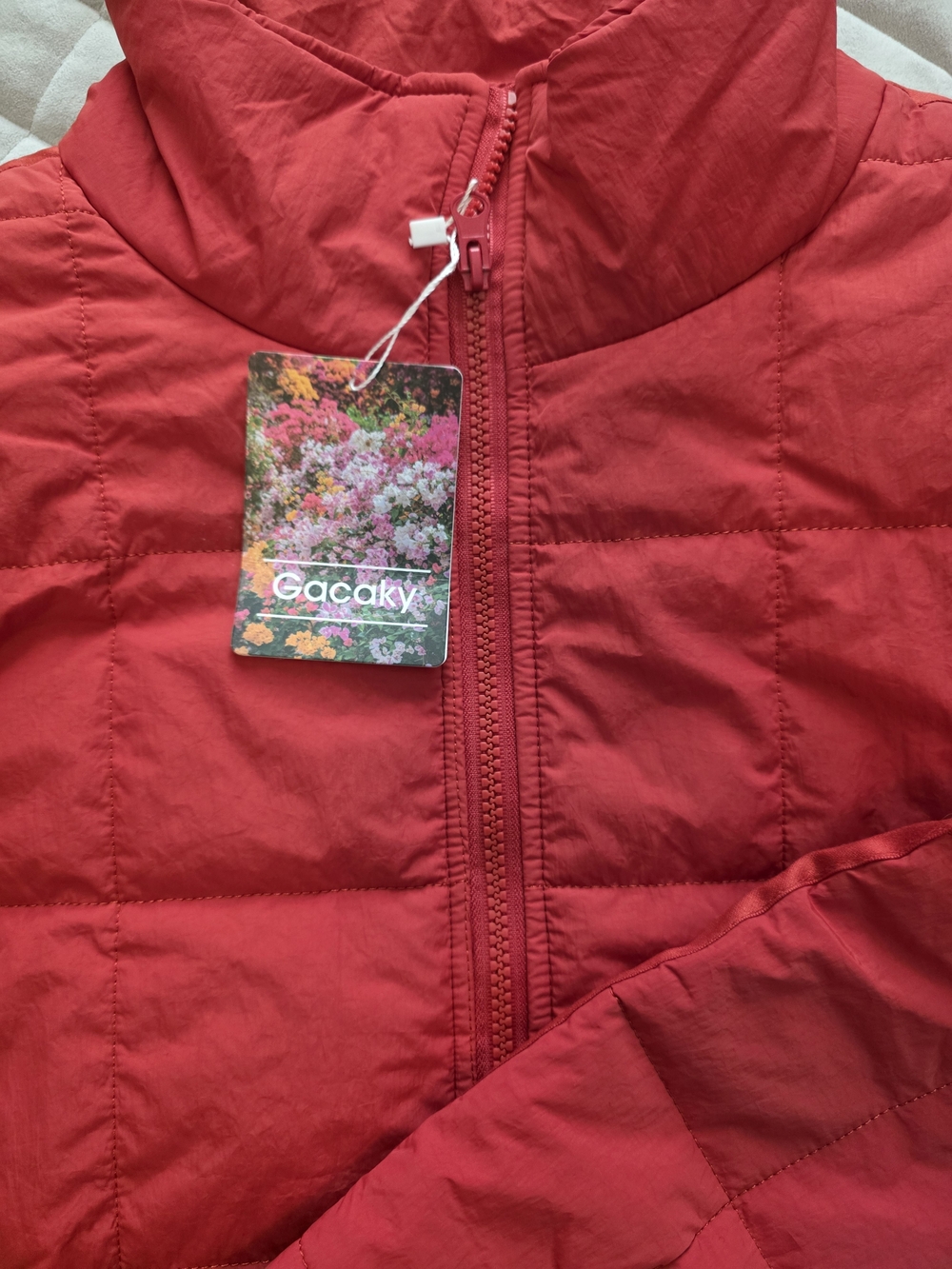 Red Quilted Puffer Jacket - Lightweight Warmth - Picture 2 of 4